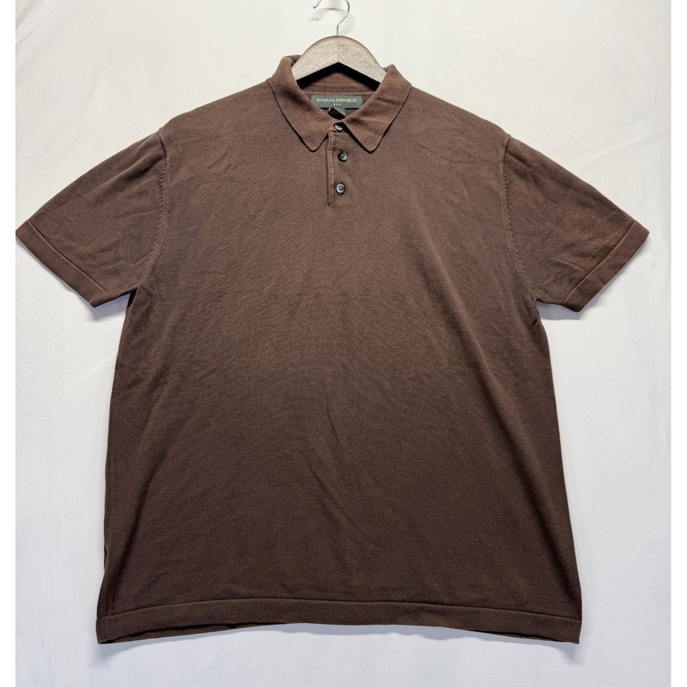 Banana Republic Polo Shirt Mens Medium Brown Cotton‎ Performance Golf Tennis